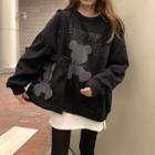 Long-sleeve Bear Printed Knit Sweatshirt