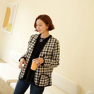 Braided-trim Checked Tweed Jacket