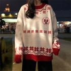 Santa Claus Embroidered Printed Sweater