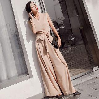 Bow Waist Sleeveless Jumpsuit