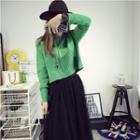 Long-sleeve Pleated Knit Top
