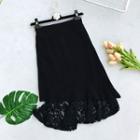 Lace Panel Knit Skirt Black - One Size