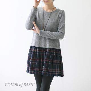 Plaid-panel A-line Dress