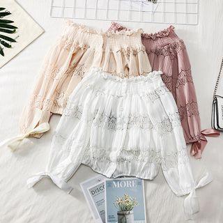 Baotneck Ruffled-trim Lace Top