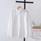 Lace Frill-trim Stand Collar Blouse White - One Size