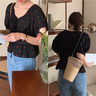 Printed Heart Oversize Blouse
