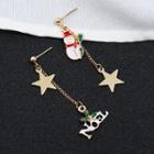Non-matching Christmas Snowman & Star Dangle Earring As Shown In Figure - One Size