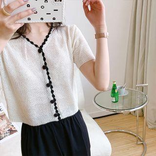 Knit Short-sleeve Cardigan