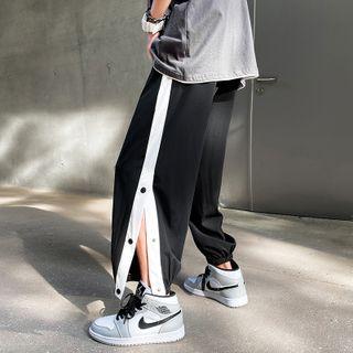 Buttoned Hem Harem Pants