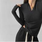 Shawl-collar V-neck Slim Top