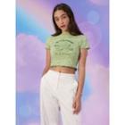 Lettuce-edge Cropped T-shirt Green - One Size