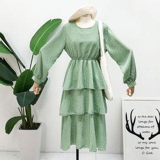 Layered Dotted A-line Dress