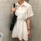 Short Sleeve Buttoned A-line Dress
