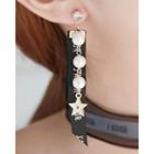 Faux-pearl Lettering-tag Dangle Earrings