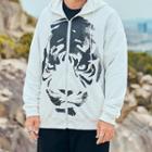 Tiger Print Zipped Hoodie