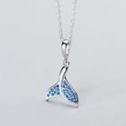925 Sterling Silver Rhinestone Whale Tail Pendant Necklace S925 Silver - Silver - One Size