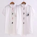 Short-sleeve Cat Embroidery Shirt