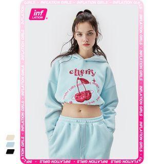 Cherry-print Loose Hoodie