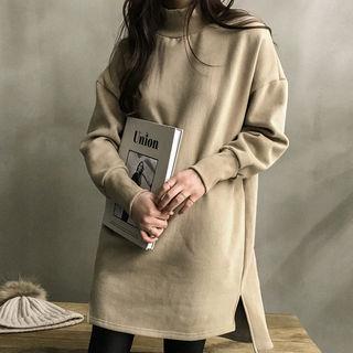Mock-neck Dip-back Thick Pullover Dress