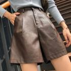 Faux-leather Wide Leg Shorts