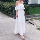 Off Shoulder Maxi Sun Dress White - One Size