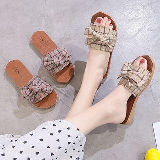 Plaid Ribbon Slippers