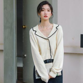 V-neck Blouse Beige Almond - One Size