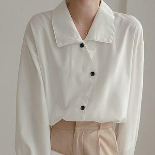 Collar Asymmetrical Button-up Blouse