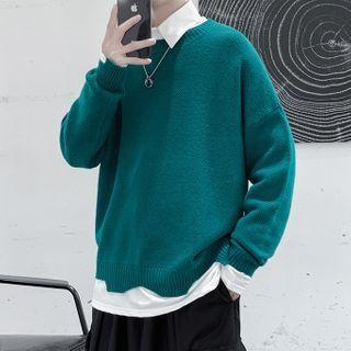 Mock Two-piece Loose-fit Knit Top