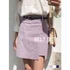 Belted Cutout-hem Miniskirt