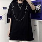 Elbow-sleeve Chained T-shirt Black - One Size