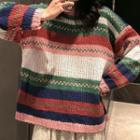 Striped Sweater Pink & Green & White - One Size