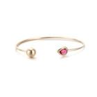 Fashion Simply Plated Rose Gold Geometric Round Open Bangle With Red Cubic Zircon Rose Gold - One Size