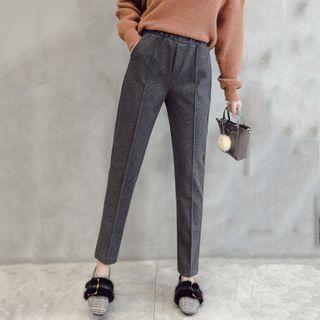 Plain Woolen Straight-cut Pants