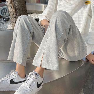 Front-slit Drawstring Wide-leg Pants