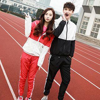 Couple Matching Set: Colour Block Jacket + Jogger Pants