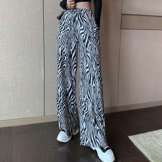 Zebra Print Wide-leg Pants As Shown In Figure - One Size