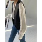 Pleather Waistcoat Vest Black - One Size