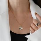 Checkerboard Heart Pendant Necklace Black & White - One Size