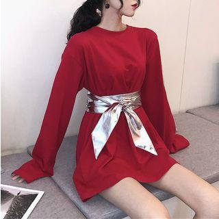 Set: Long-sleeve Oversize T-shirt + Sash