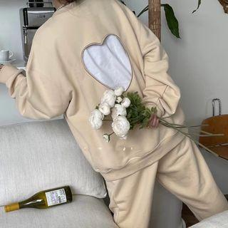 Heart-cutout Sweatshirt / Sweatpants