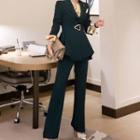 Set: Ruffle Hem Blazer + Boot-cut Pants