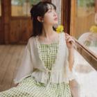Elbow-sleeve Ruffle Chiffon Jacket Almond - One Size