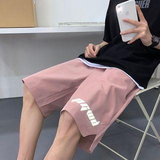 Reflective Letter Printed Shorts