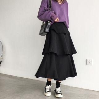 Midi A-line Layered Skirt