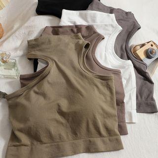 Sleeveless Mock-neck Padded Crop Top