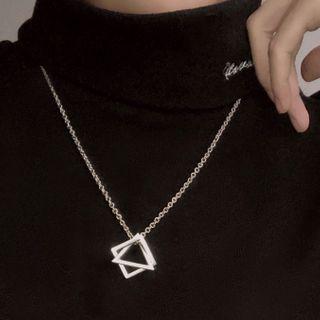 Alloy Geometric Pendant Necklace 0432a - Silver - One Size