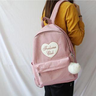 Lettering Embroidered Corduroy Backpack