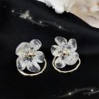 Transparent Flower Earring 1 Pair - 925 Silver - Transparent - One Size