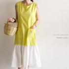 Sleeveless Color-block Midi Dress